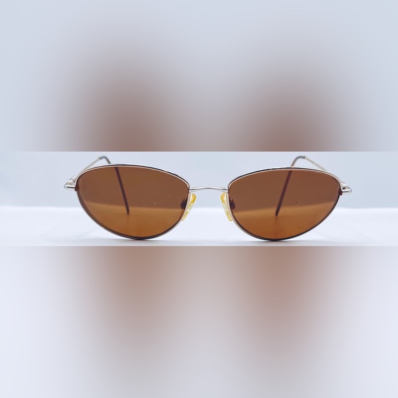 Vintage Fratelli Lozza Alexandra Gold Silver Oval Sunglasses Frames Only - Picture 3 of 8